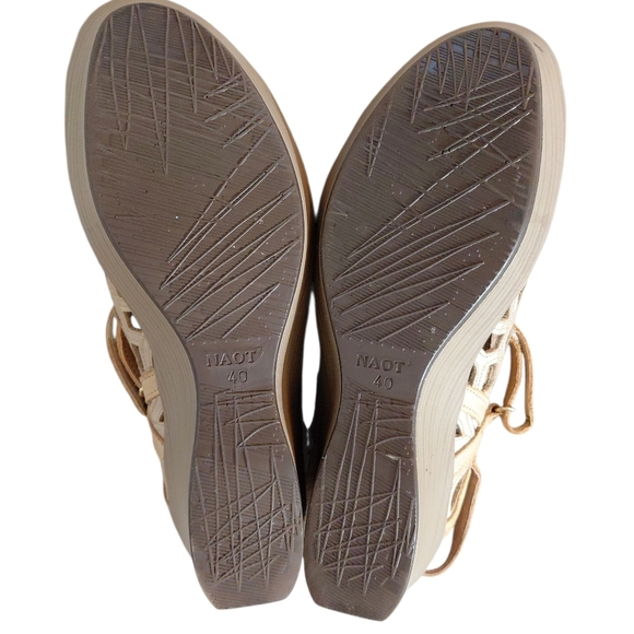 NAOT  Nude Leather Cutout Platform Sandals Women's Size 9 - Picture 8 of 10